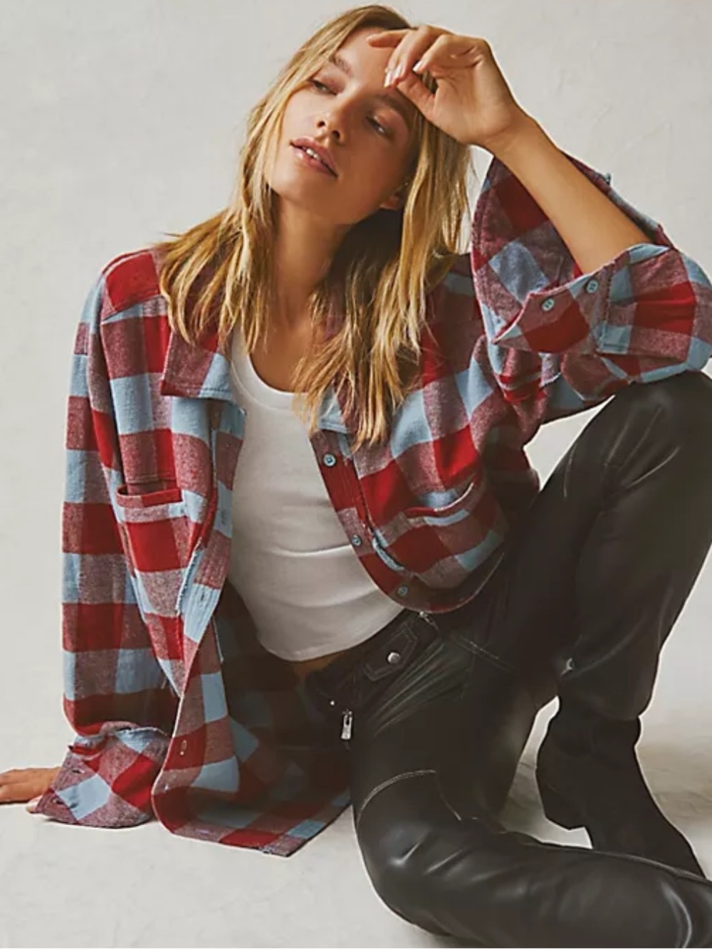 Free People So Long Summer Plaid Shacket - Picture 2 of 5